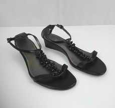 Mootsies Tootsies Mopaulitak Beaded Black Snakeskin Sandals Size 10M - £13.03 GBP