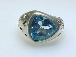 Genuine BLUE TOPAZ Star RING in Sterling Silver - Size 6 - FREE SHIPPING - £59.73 GBP