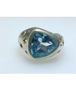 Genuine BLUE TOPAZ Star RING in Sterling Silver - Size 6 - FREE SHIPPING - £59.81 GBP