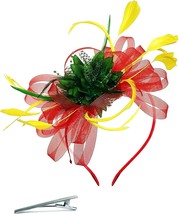  for Women Tea Party Hat Feather Mesh Net Veil Flower Hats with Clip a - $20.95