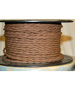 Brown scribble cotton covered wire vintage style cloth lamp cord antique - £1.09 GBP