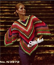 1970s Granny Square Poncho, Perfect for Scraps - Crochet pattern (PDF 7072) - £3.00 GBP