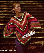 1970s Granny Square Poncho, Perfect for Scraps - Crochet pattern (PDF 7072) - £2.93 GBP