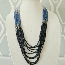 Erica Lyons Blue Multi Strand Seed Bead Necklace - £9.65 GBP