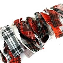 Holiday Rag Garland Bunting Home Decor Red Black Plaid 27 in - £15.94 GBP