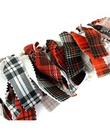 Holiday Rag Garland Bunting Home Decor Red Black Plaid 27 in - £15.28 GBP