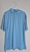 Peter Millar Summer Comfort Large Blue Stripe Golf Polo Short Sleeve Shirt - $364.37 MXN