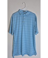 Peter Millar Summer Comfort Large Blue Stripe Golf Polo Short Sleeve Shirt - $364.37 MXN