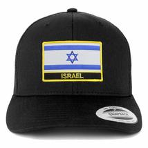 Trendy Apparel Shop Israel Flag Patch Retro Trucker Mesh Cap - Black - £20.03 GBP