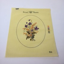 Floral Bouquet Violets Needlepoint Canvas Royal Paris 22 Count 9.75&quot; x 1... - $39.58