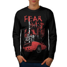 Wellcoda Fear America Art Car Mens Long Sleeve T-shirt, Street Graphic Design - £17.90 GBP