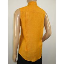 Mens INSERCH linen Shirt Banded Chinese Collar Sleeves-Less SS719 Sunburst image 11