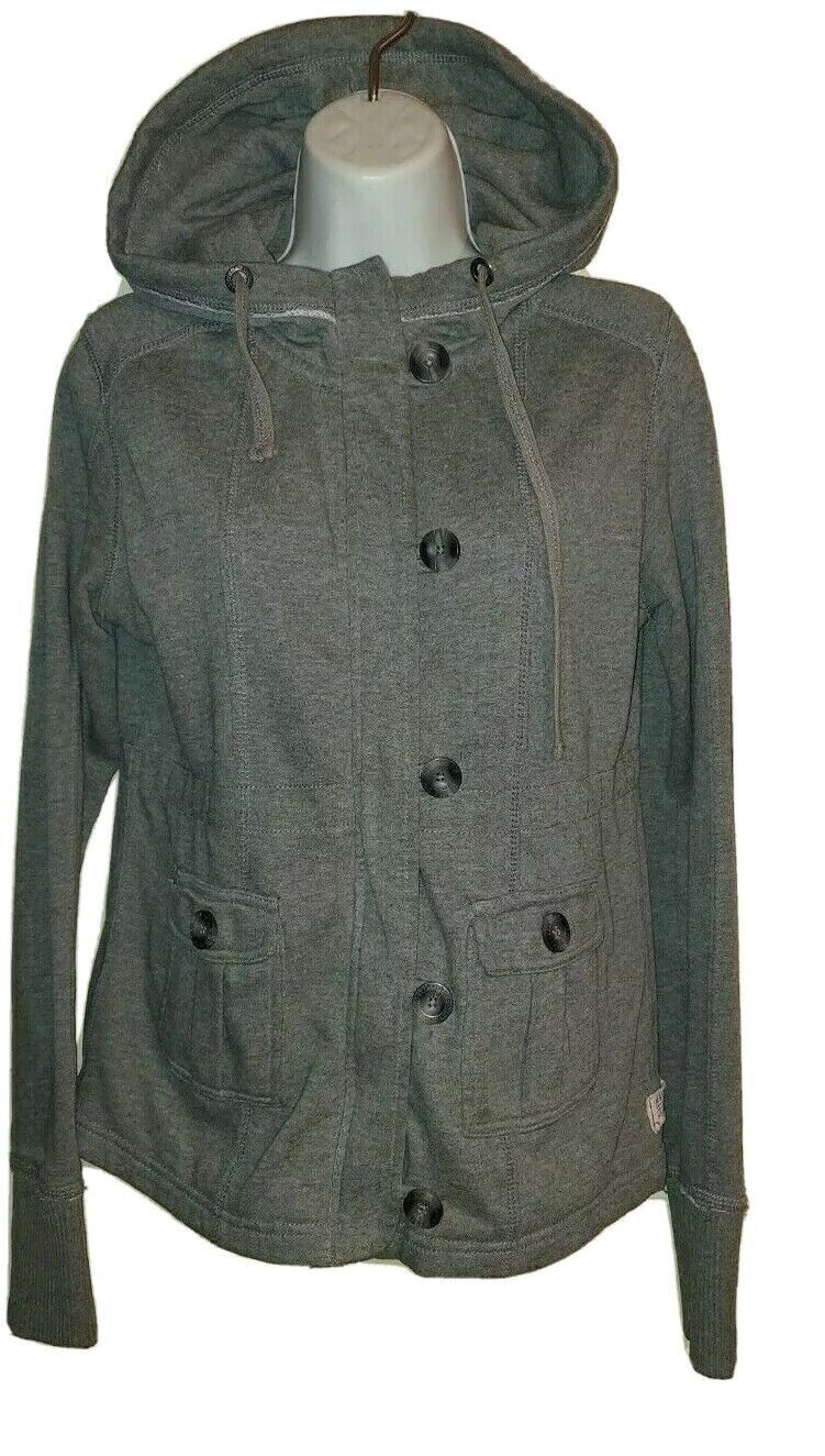 Women's Aeropostale Gray Full Zip Buttons Pea Coat Style Hoodie Jacket ...