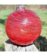 Hanging Glass Ball 4&quot; Diameter Clear with Red Swirl Witch Ball (1) GB11-A - $354.53 MXN