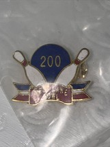 West Lane  Bowl 200 Lapel Pin Bowling Alley Red White Blue - £4.40 GBP