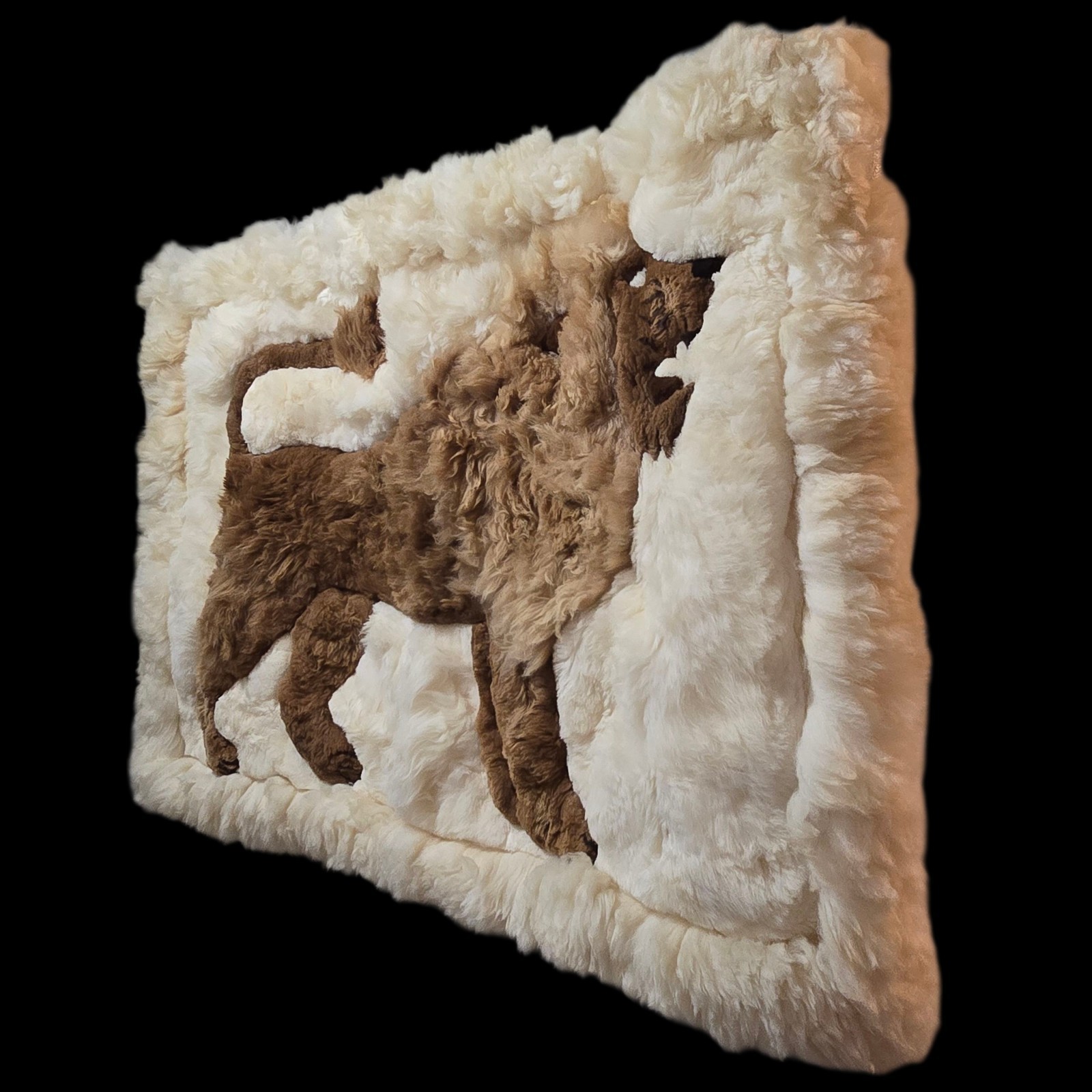 Peruvian 100% Alpaca Fur Tapestry Rug Hand-made 32 x 49” Lion Vintage  Item image 2