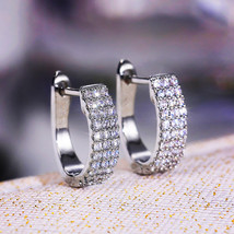 Classic Geometric U-Shaped Ear Clip Women&#39;s Full Diamond Exquisite Zircon Earrin - £7.98 GBP