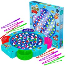 Fishing Game Play Set - 45 Magnetic Fish, 8 Poles &amp; Rotating Board On-Of... - £38.36 GBP