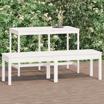 2-Seater Garden Bench White 159.5x44x45 cm Solid Wood Pine - £55.97 GBP