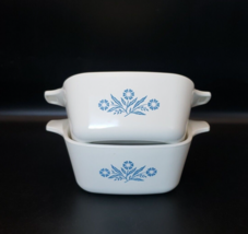 2 Corning Ware P-43-B Petite Mini Pan Dish Blue Flower 22 OZ Pair - £11.10 GBP