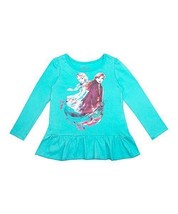 Frozen Teal &amp; Navy Multicolor Ruffle-Hem Long-Sleeve Tunic (Kids 14/16) - $13.68