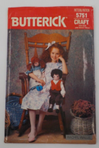 Butterick Craft Pattern #5751 22" Country Dolls Dress Apron Top Vest Uncut 1987 - $9.99