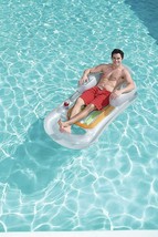 Lounge Inflatable Pool Float H2OGO! Designer Fashion White Yellow 63.5&quot; x 33&quot; - £13.95 GBP
