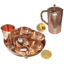 Prisha India Craft ® Traditional Indian Dinnerware Pure Copper Dinner Set of Tha - £86.17 GBP+