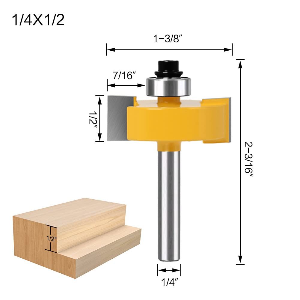 WSOOX 5-Piece Chamfer Router Bit Set - 1/2" Shank, 5 Bevel Angles (11.25° To 45°)