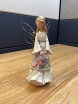 Beautiful Angel with Tin Wings Floral Floppy Hat Figurine Knick Knack KG JD - $369.38 MXN