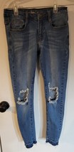 Womens 26 Machine Skinny Blue Wash Distressed Denim Jeans - $18.81