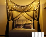 Black Canopy Bed Curtains With Lights Bedroom Decor 4 Corners Post Led B... - £43.94 GBP