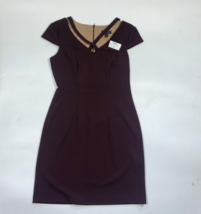 Connected Apparel Womens Criss Cross Sheath Dress, Wine 6 NWT - £33.52 GBP