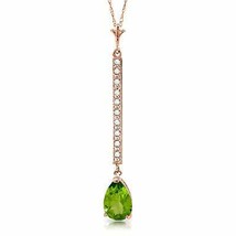 1.8 Carat 14K Solid Rose Gold Dream Natural Peridot Diamond Necklace 14&quot;-24&quot; - £318.02 GBP