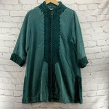 Soft Surroundings Tunic Top Green Zip Front Womens sz M Medium  - £11.89 GBP