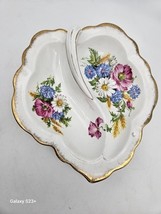 Royal Albert England 2 Part Relish Dish Leaf Shape Bone China Harverst B... - $17.97
