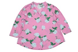 Women Top Floral-Print 3/4 Sleeve Knit Top Size L Pink - $280.64 MXN