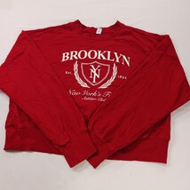 Old Navy Brooklyn NY Athletic Club Cropped Sweatshirt Red Women's Size M Tall image 13