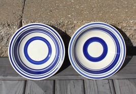 Set 2 Royal Norfolk Stoneware 7” Soup Bowl Blue Stripe Greenbriar Intern... - $24.99