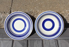 Set 2 Royal Norfolk Stoneware 7” Soup Bowl Blue Stripe Greenbriar International - £20.07 GBP