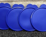 Tupperware Blue #3131B Replacement Lids ~ Lot of 4 ~ Round w/ Butterfly Tab - $14.50