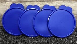 Tupperware Blue #3131B Replacement Lids ~ Lot of 4 ~ Round w/ Butterfly Tab - $14.50