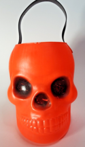 Vintage 1960s Blow Mold Aj Renzi Orange Skull Candy Bucket Black Eyes Halloween - £158.87 GBP