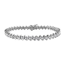 3CT Round Simulated Diamond S Link Tennis Bracelet 14K White Gold Over 7&quot; - £123.87 GBP