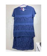 Ruby Ribbons Women’s Blue Shirt Skirt Outfit Set Combo Floral Lace Size ... - $34.97