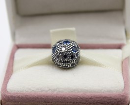 Genuine Pandora Silver Cosmic Stars Clip Crystal Blue Charm Bead 791286N... - $64.95