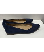 Vionic Posey Flats Navy Leather Suede Pointed Toe Perforated Shoes Size ... - €38,44 EUR