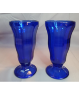 Anchor Hocking Cobalt Blue Glass Footed Milkshake Ice Cream Soda Glasses... - £10.86 GBP