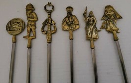 Vintage 16&#39;&#39; Turkish Brass Stainless Shish Kabob Skewers Made In Turkey Lot 6  - £49.07 GBP