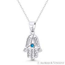 Hamsa Hand Evil Eye Luck Charm Lab-Created Opal Pendant in .925 Sterling Silver - £14.99 GBP+